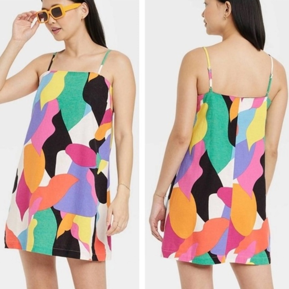 A New Day Abstract Print Multicolored Shift Dress